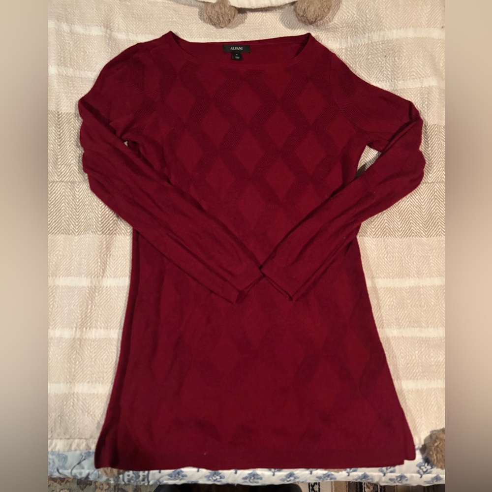 Alfani Deep Red Textured Sweater